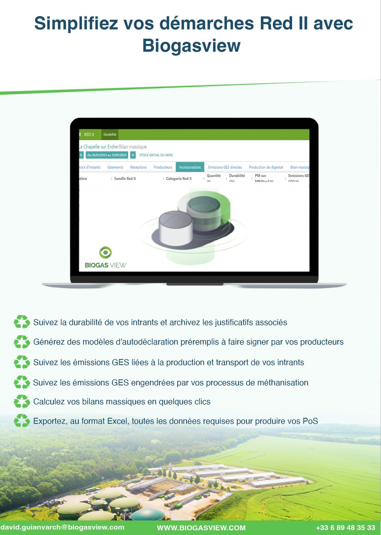 Utilisation de Biogas View pour simplifier Red II