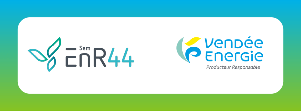 Logos de SEM EnR44 et Vendée Énergie, partenaires de la future station BioGNV de Tougas.